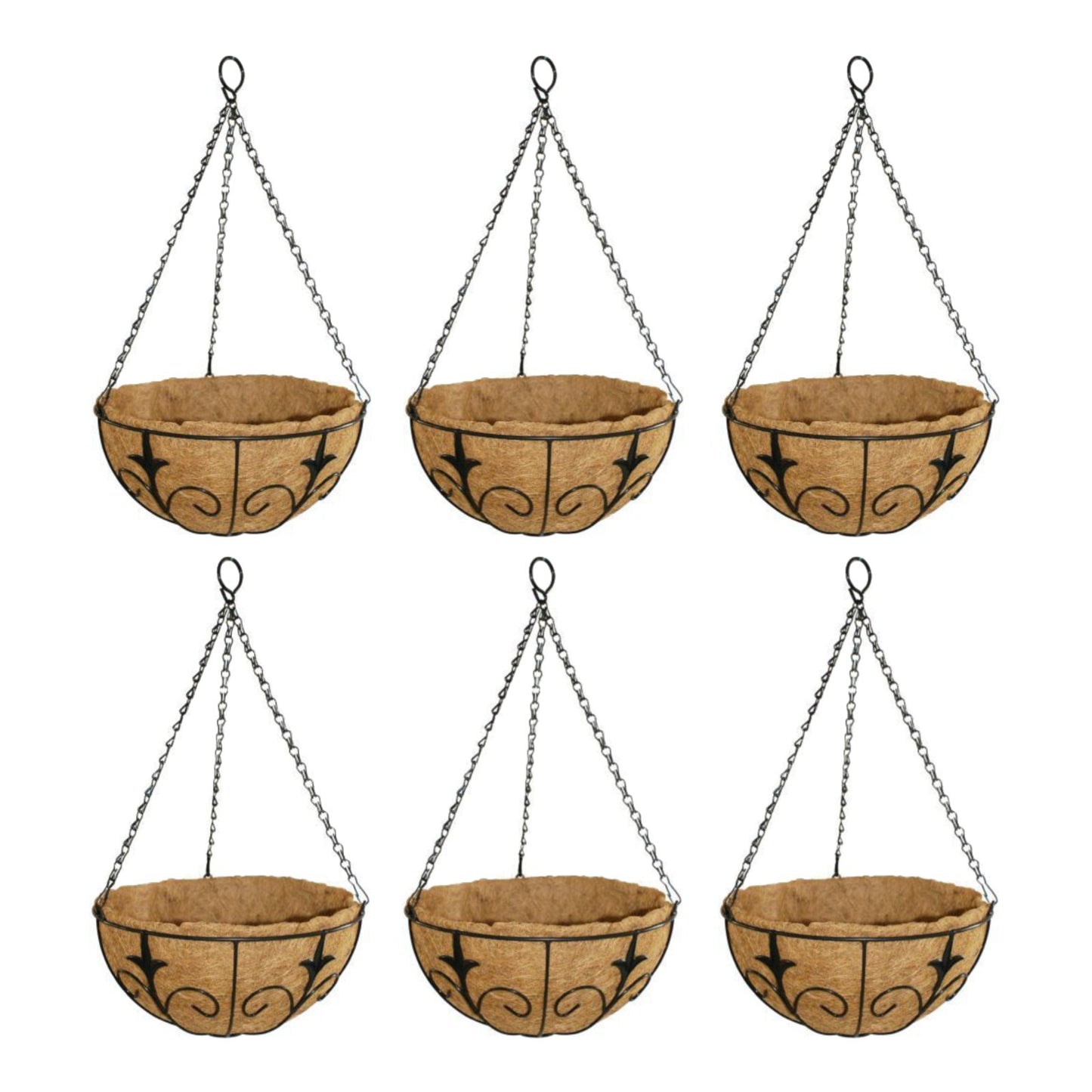 Metal Hanging Basket 30cm with Natural Coco Liner Flower Basket Indoor Planter