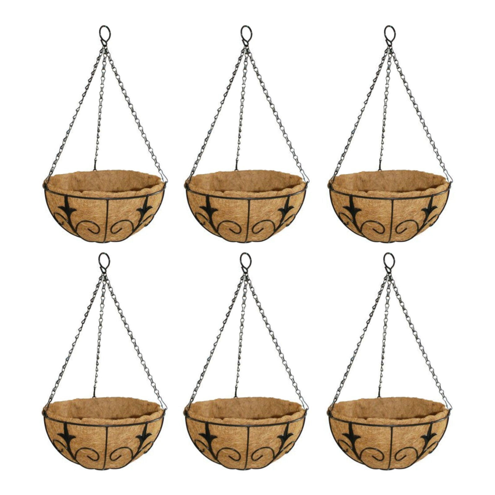Metal Hanging Basket 30cm with Natural Coco Liner Flower Basket Indoor Planter