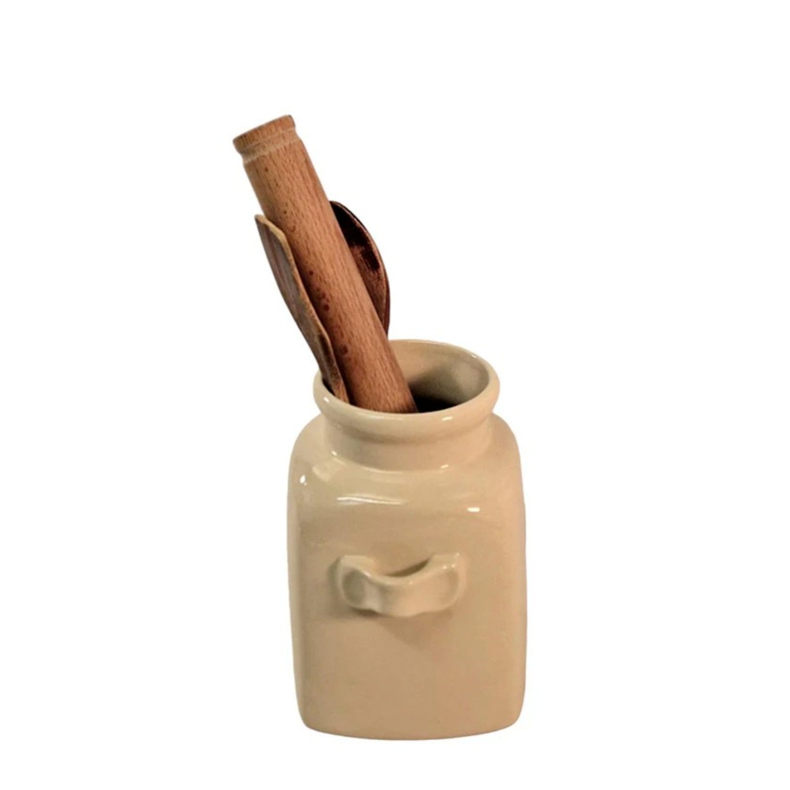Ceramic Cream Utensils Holder Cutlery Storage Pot with Handles Kitchen Organizer