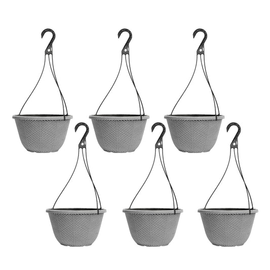 Round Plastic Silver Grey Hanging Basket 30cm Plant Pot 8L Garden Hook Planter