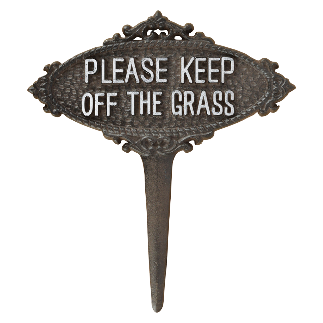 Please Keep Off The Grass Lawn Sign Cast Iron Garden Plaque Spike Decor