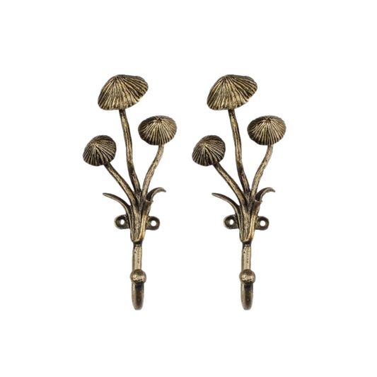 2Pc Bronze Finish Metal Hook Mushrooms Leads Coat Keys Wall Mounted Hanger Hook
