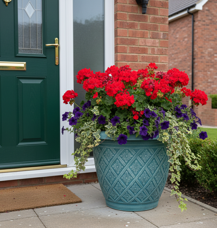 2Pc Round Plastic Plant Pot 40cm Teal 23L Woven Flower Garden Decor Planter Pot