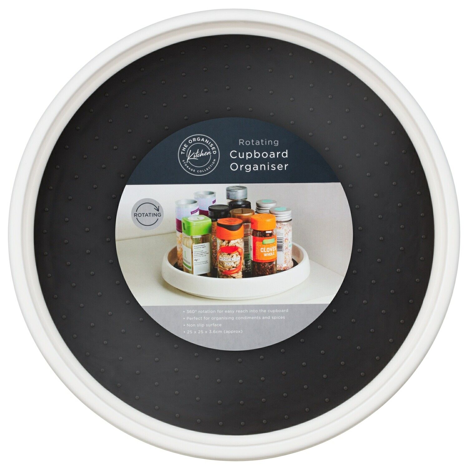 Rotating Kitchen Shelf Cupboard Spice Jars Dispenser Storage Tray Rack Organiser