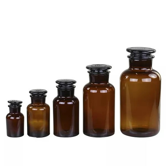 5Pc Old French Apothecary Glass With Lid  Mocca by Chic Antique Botanical Jar