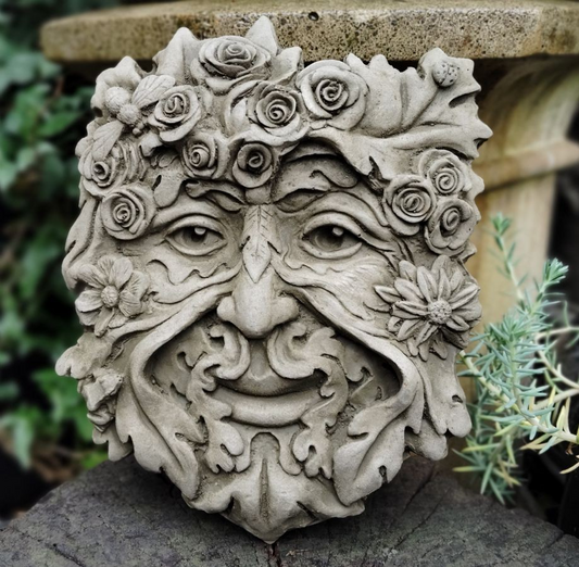Summer Green Man Stone Hanging Plaque Four Seasons Ivy Outdoor Garden Ornament