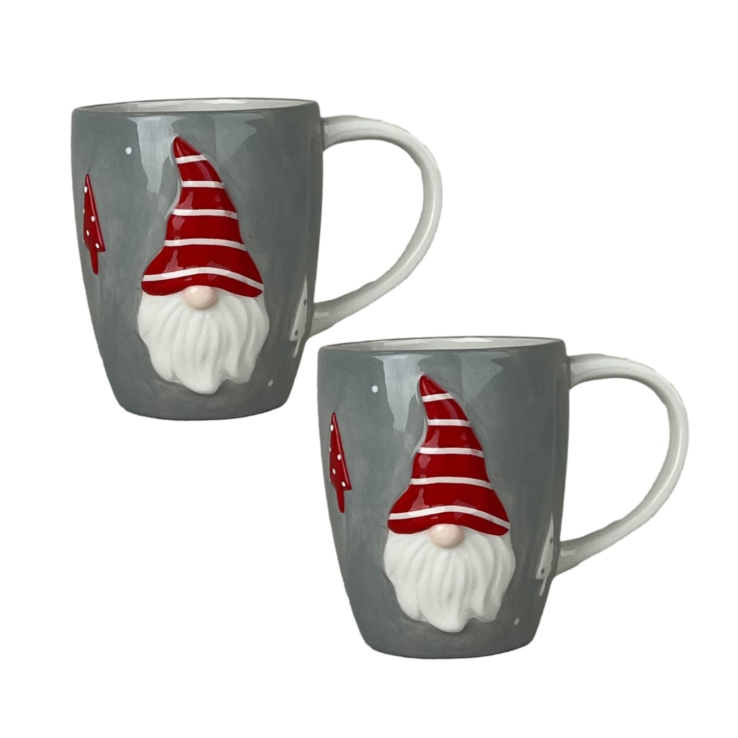 Ceramic Gonk Mug Grey and Red Christmas Coffee Tea Cup Novelty Xmas Festive