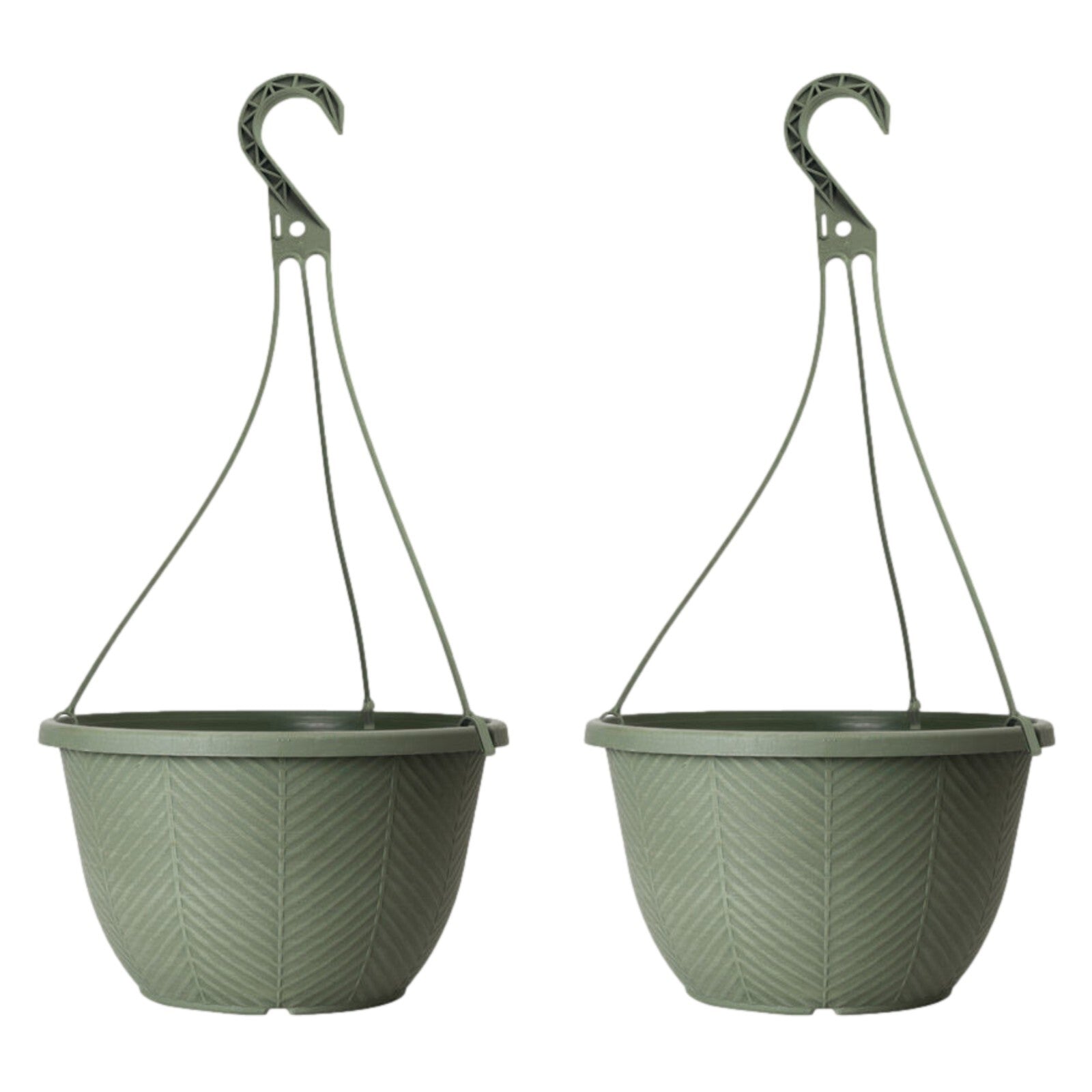 Round Plastic Green Hanging Basket 30cm Plant Pot 8L Home Garden Hook Planter