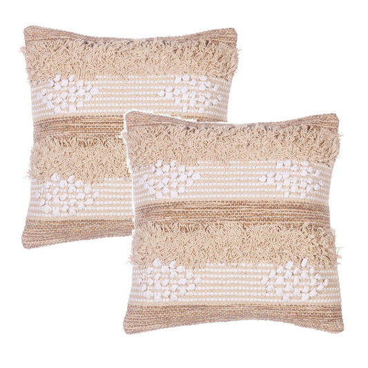 2pc Knitted Filled Diamond Cushion 40x40cm Boho Bohemian Cushion Home Sofa Decor