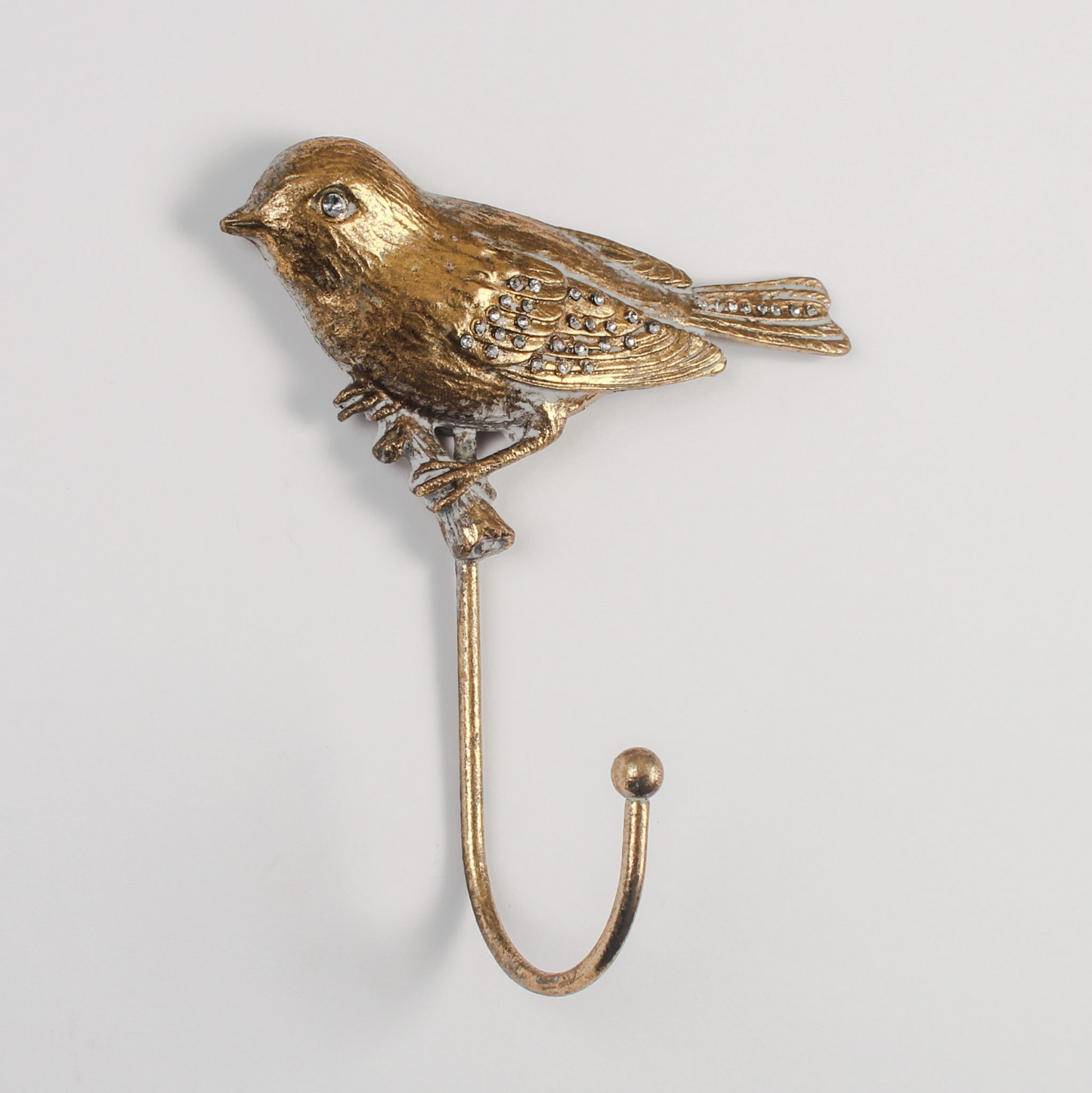 Gold Metal Diamante Sparrow Hook Wall Mounted Coat Key Hanger Rack Bird Hook