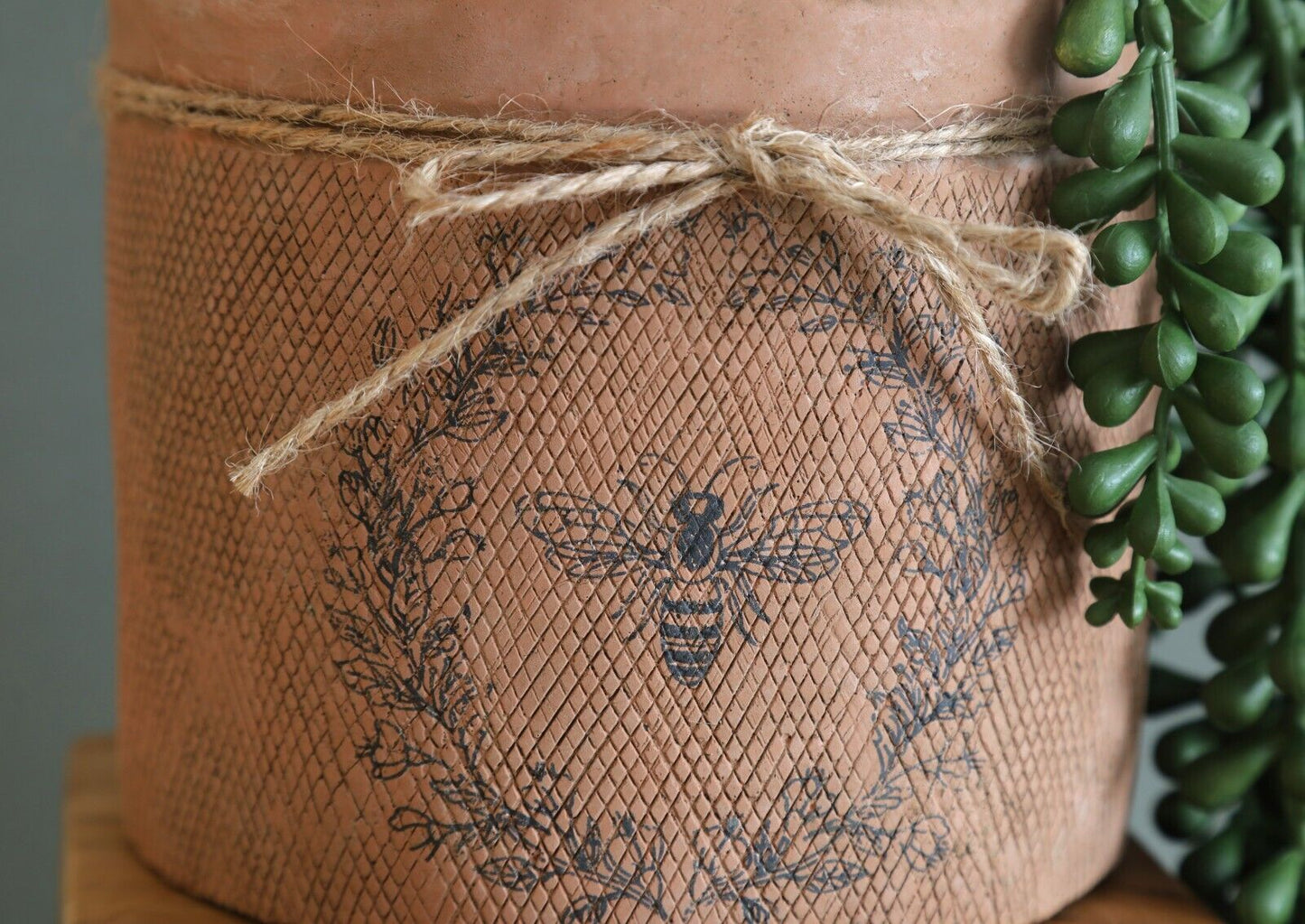 Handmade Planter Pot Plant Pot Bees Embossed Aged Planter Terracotta Vintage