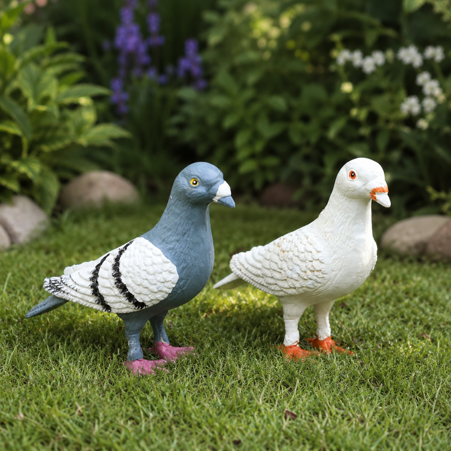Cast Iron Pigeon & Dove Garden Ornament Paper Weight, Bookend Bird Statue Decor