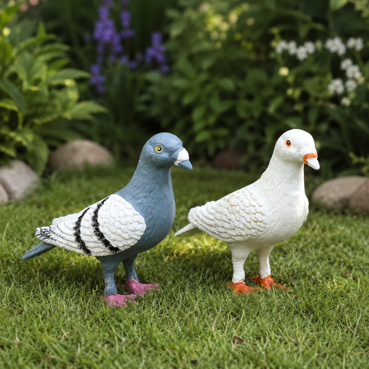 Cast Iron Pigeon & Dove Garden Ornament Paper Weight, Bookend Bird Statue Decor