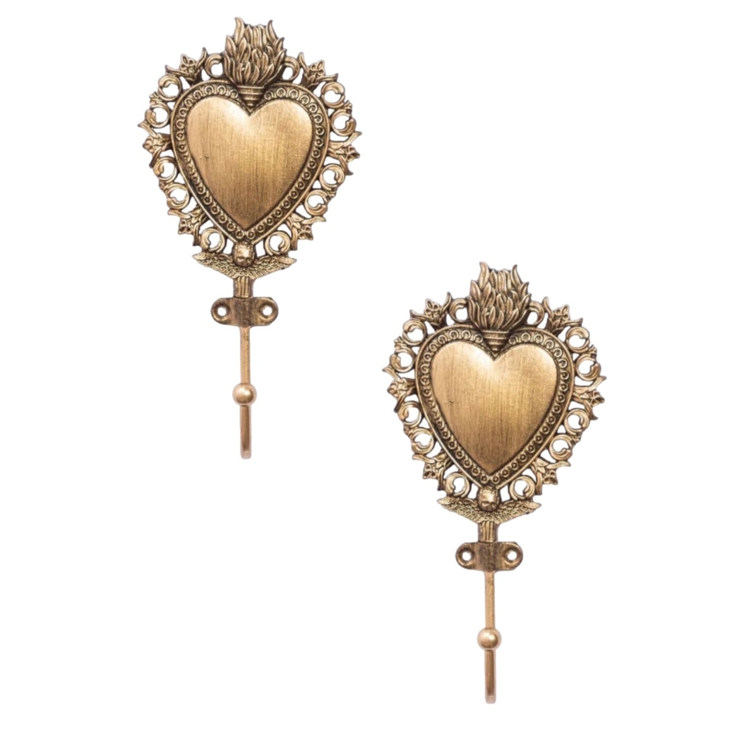 Metal Coat Hook Sacred Heart Antique Gold Wall Mounted Gothic Catholic Key Hook
