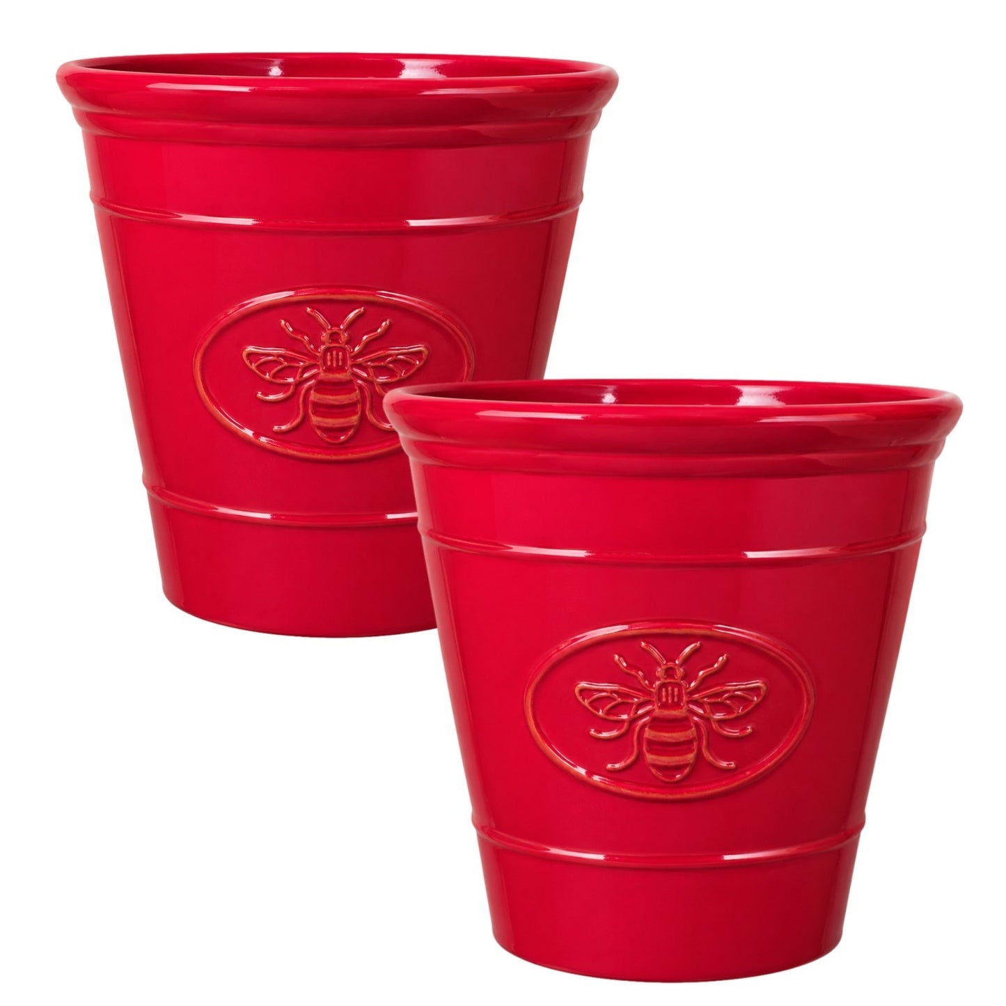 Rose Plastic Bee Plant Pot 30cm 14L Glossy Indoor Outdoor Garden Flower Planter