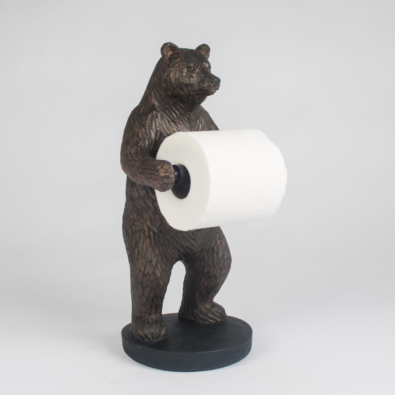 Resin Bear Shaped Toilet Roll Paper Tissue Holder Novelty Free Standing Ornament