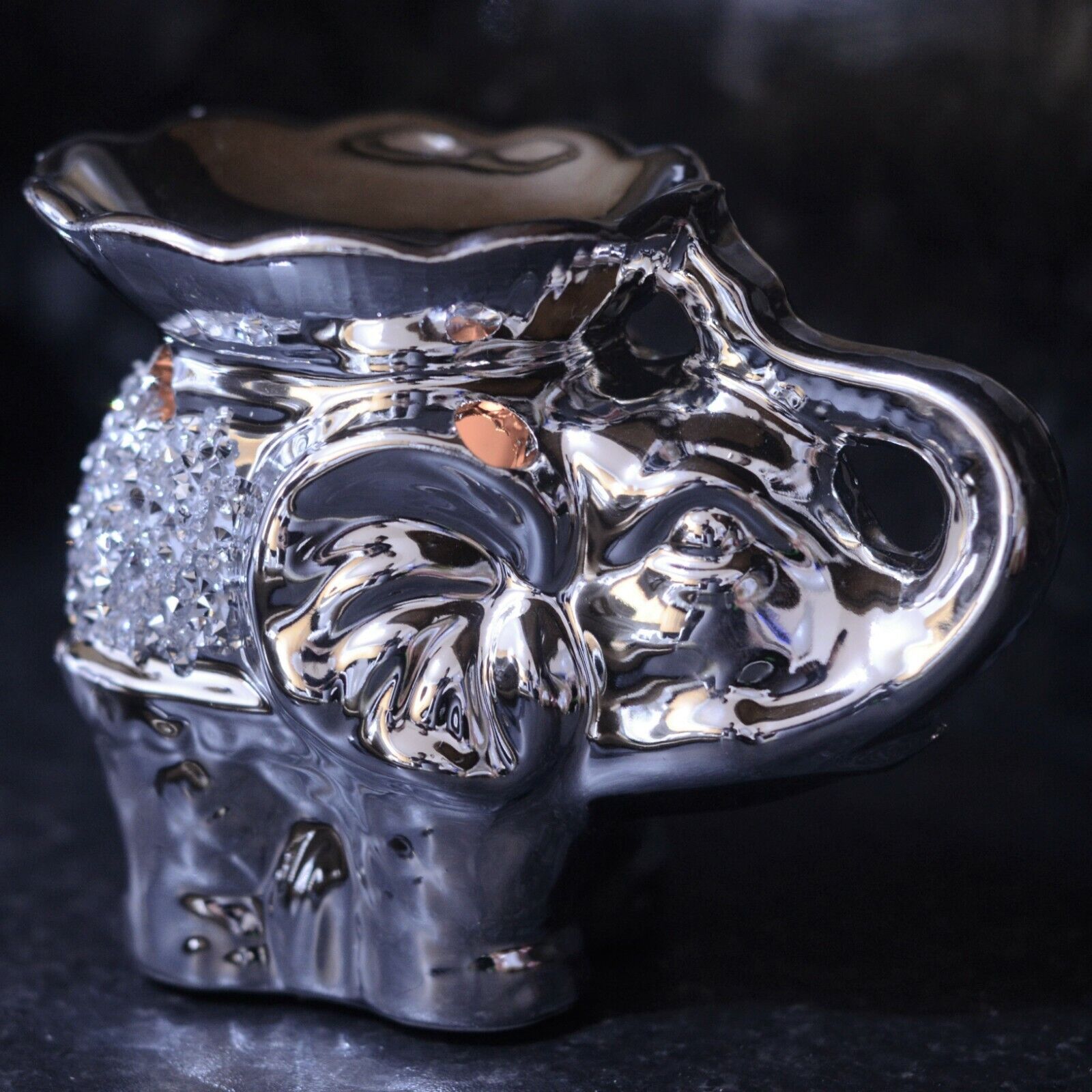 Silver Diamante Sparkly Wax Melt Oil Burner Tea Light Candle Holder Home Decor