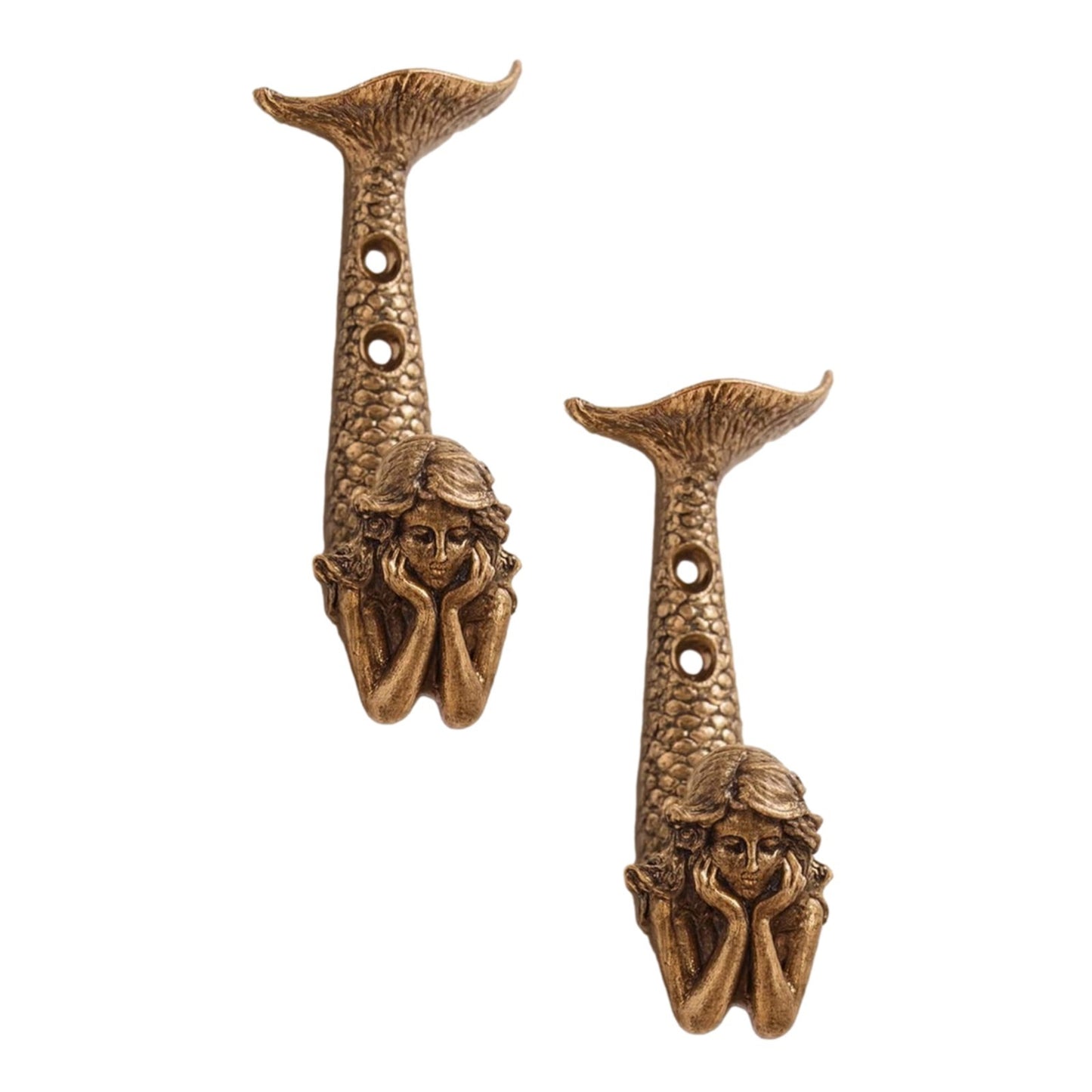 Metal Gold Mermaid Wall Hook Vintage Nautical Coat Key Towel Hanger Bathroom