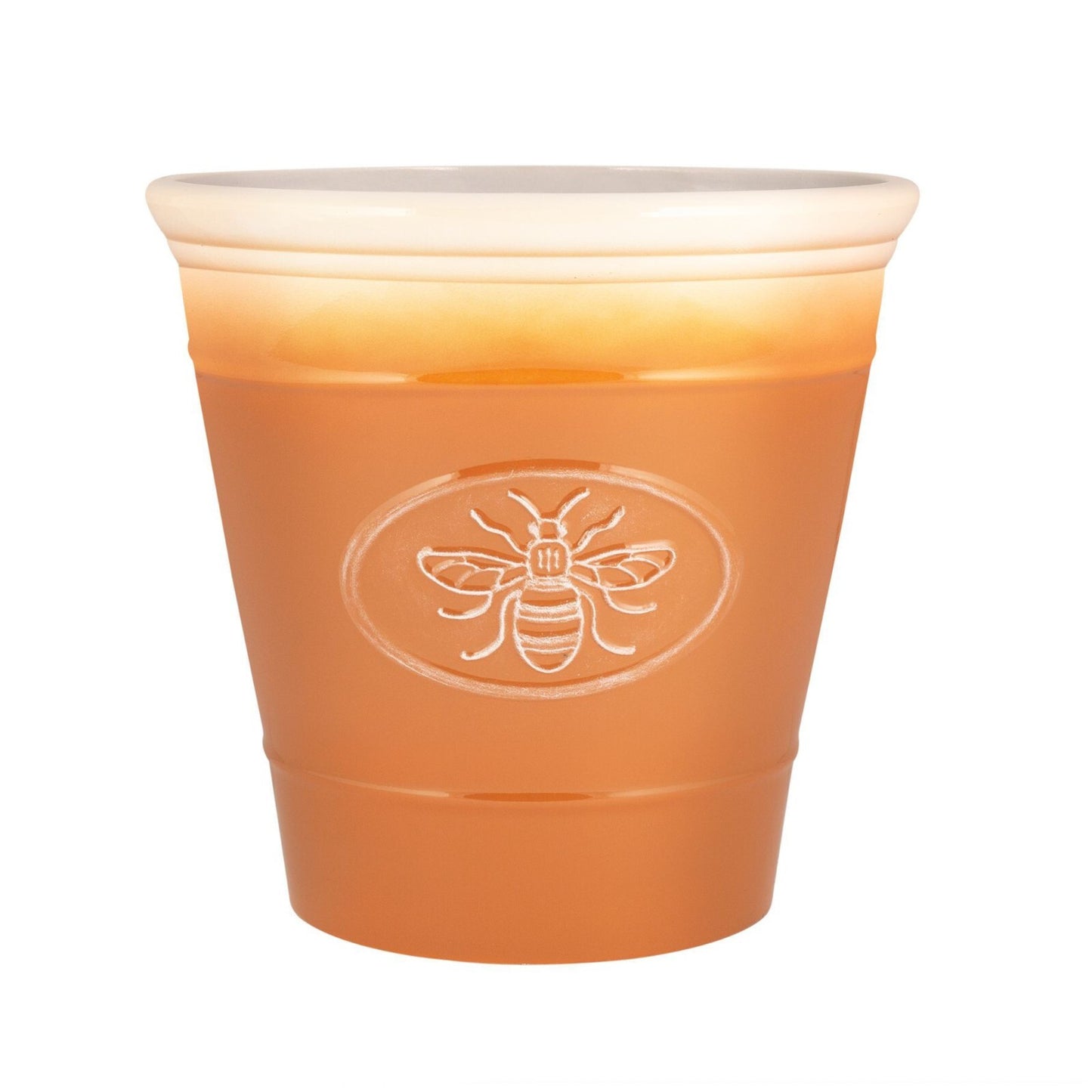 Plastic Orange Plant Pot Bee Embossed 30cm Flower Pot 14L Indoor Garden Planter
