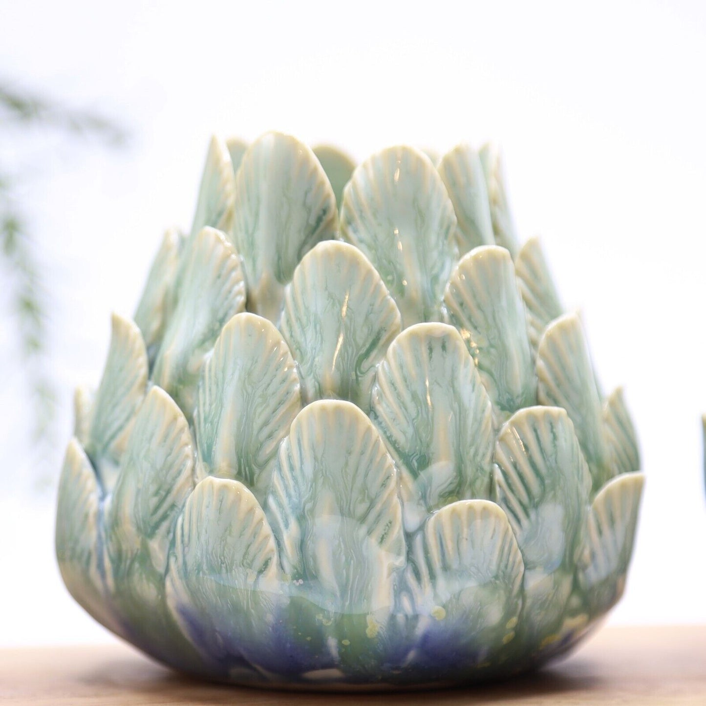 Reactive Glazed Ceramic Flower Tealight Candles Holders Petals Christmas Decor