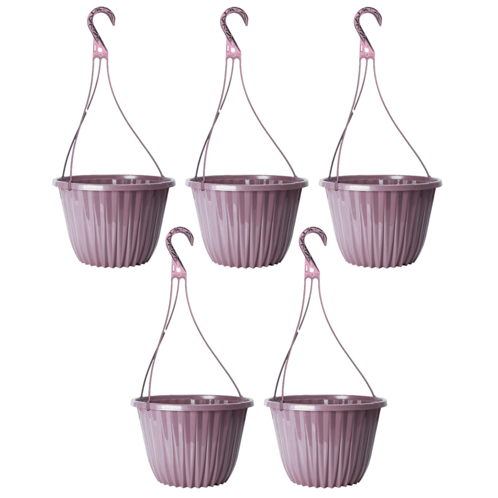 Plastic Purple Hanging Basket 27cm Plant Pot 7L Home Garden Hook Planter Glossy