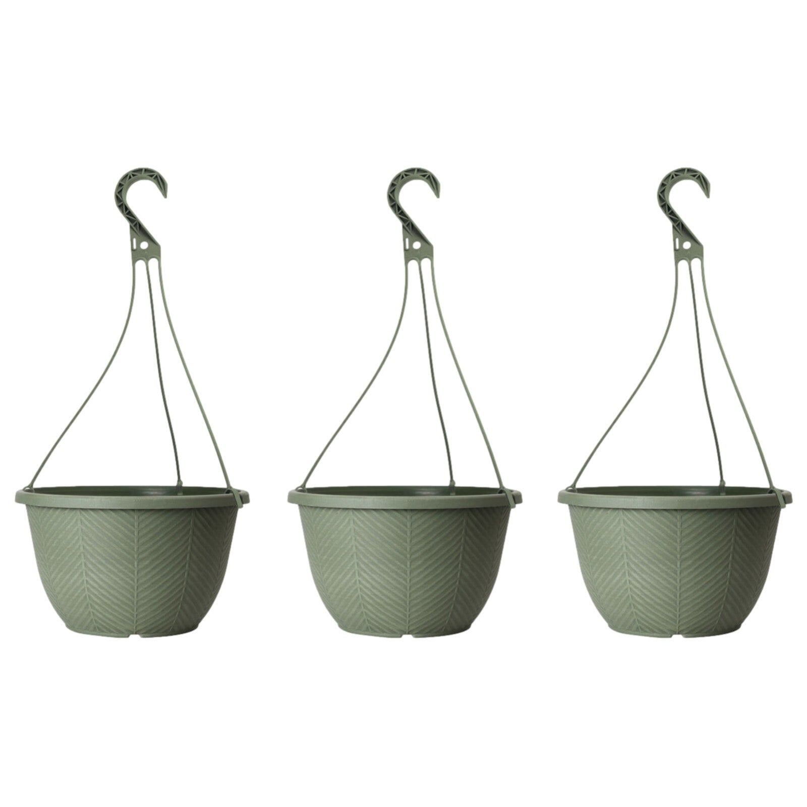 Round Plastic Green Hanging Basket 30cm Plant Pot 8L Home Garden Hook Planter