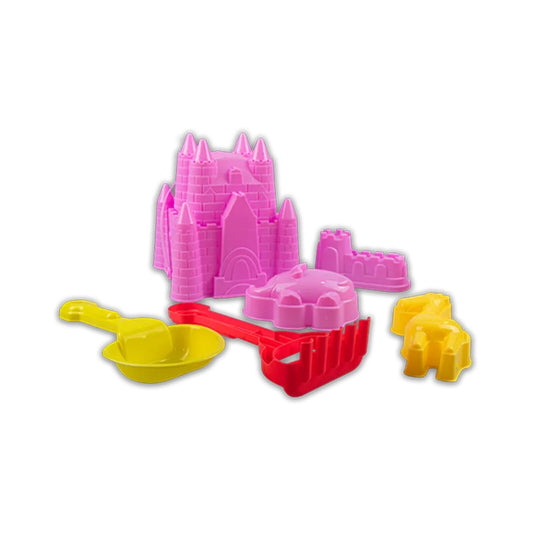 Pink Sand Castle Beach Bucket 7Pc Tools Set Plastic Garden Toys Kid Outdoor Toy
