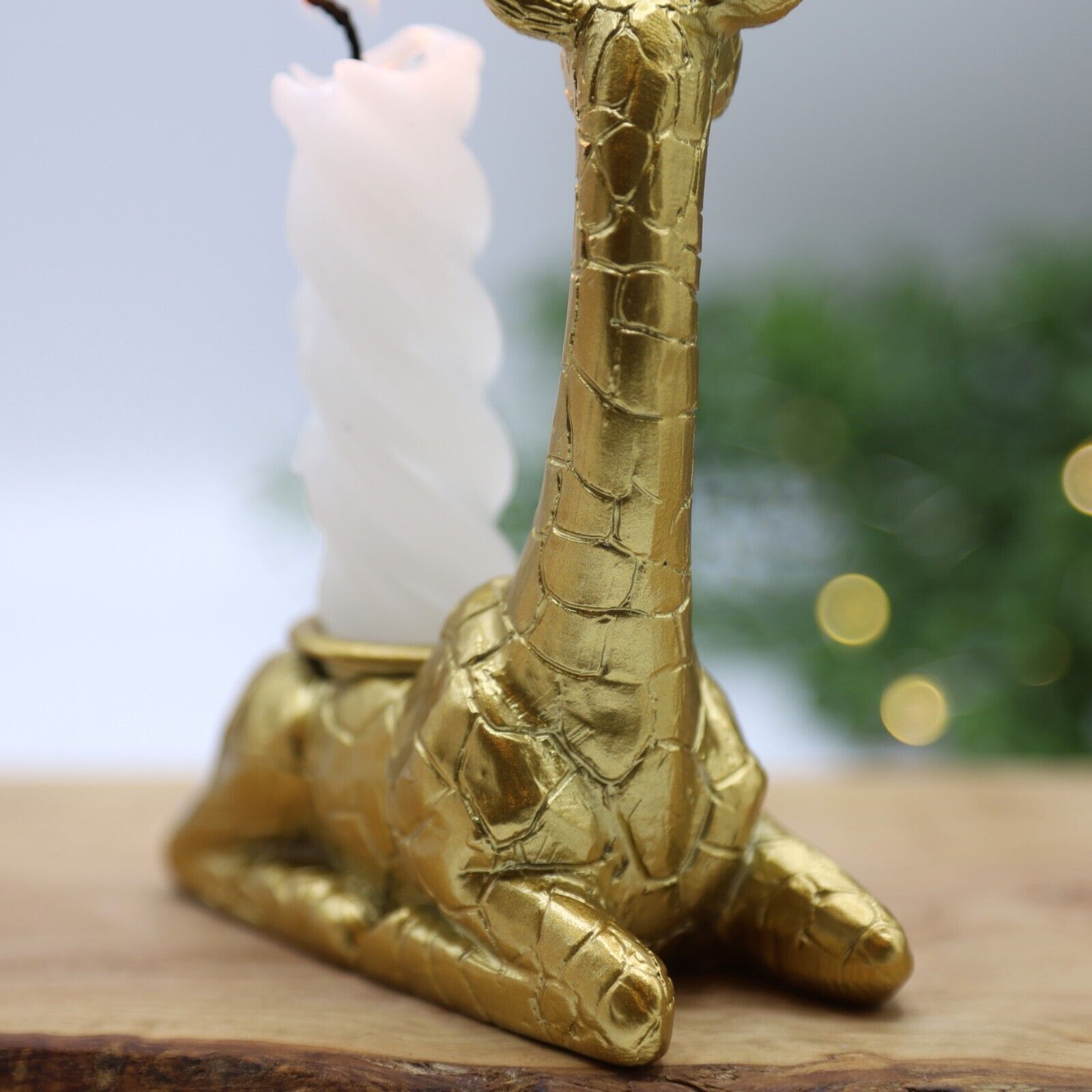 Gold Giraffe Animal Statue Candlestick Candle Holder Realistic Decor Ornament