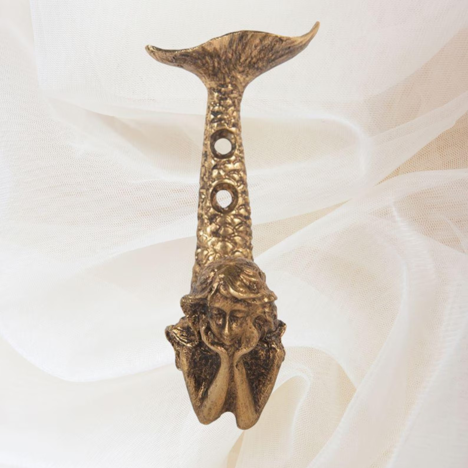 Metal Gold Mermaid Wall Hook Vintage Nautical Coat Key Towel Hanger Bathroom