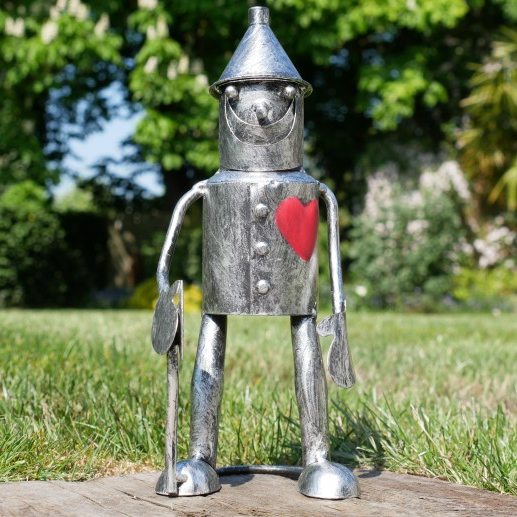 Tin Man Garden Statue Metal Figure Wizard Of Oz Found His Heart Ornament Gift