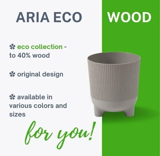18 cm Eco Recycled Wood Plastic Grey Round Indoor Planter Cover With Feet