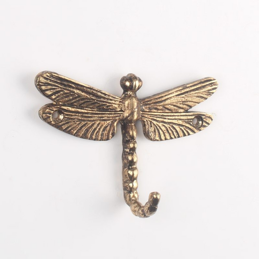 Small Metal Gold Dragonfly Coat Hook Vintage Shabby Chic Style Wall Door Hook