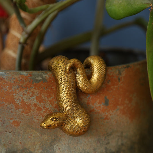 Resin Gold Snake Plant Pot Hanger Antique Pot Animal Home Garden Decor Ornament