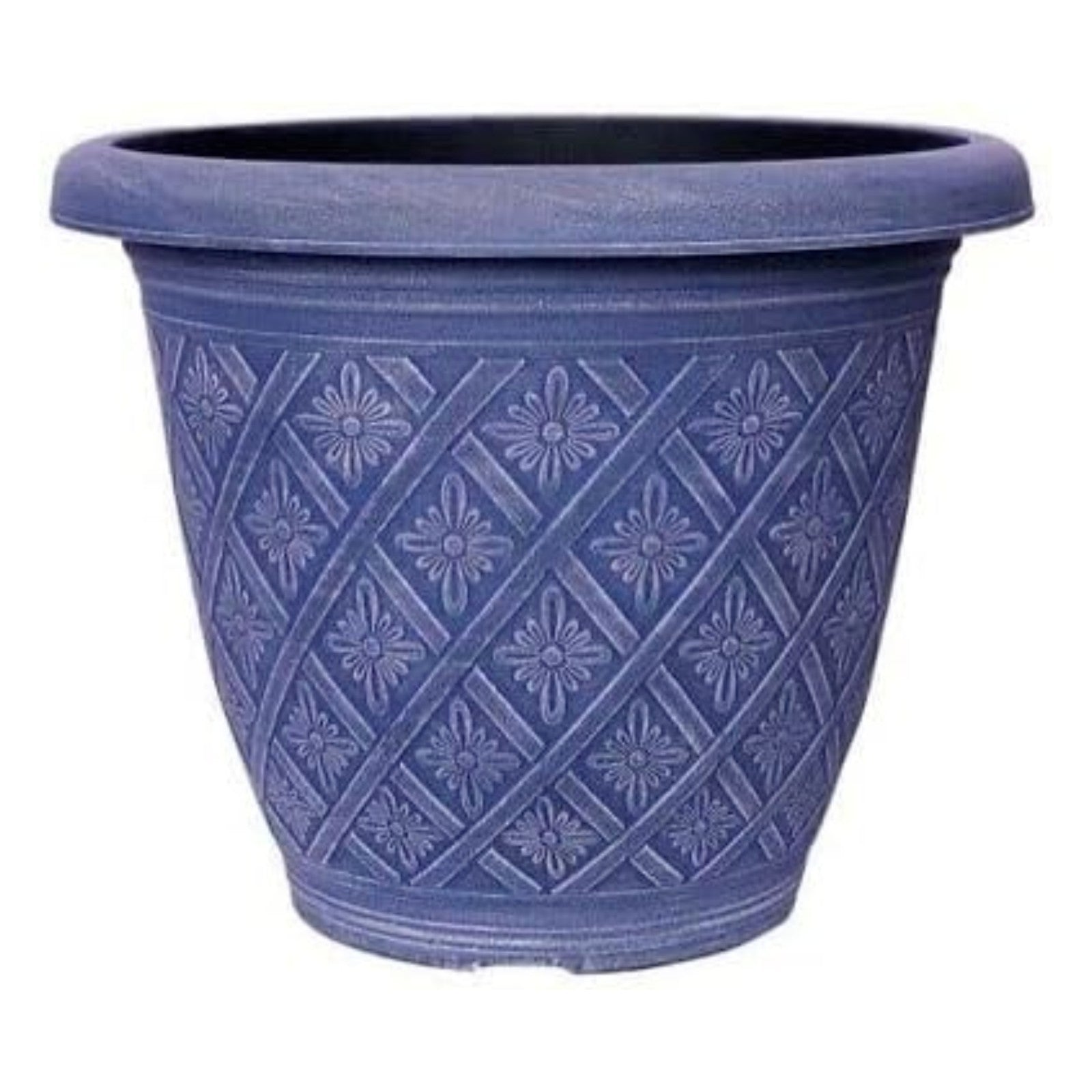 2Pc Round Plastic Plant Pot 40cm Blue 23L Woven Flower Garden Decor Planter Pot