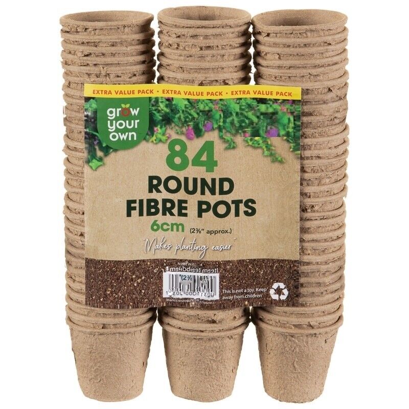 84Pcs Nursery Cup Plant Pot 6cm Round Pulp Peat Biodegradable Fibre Herb Pots