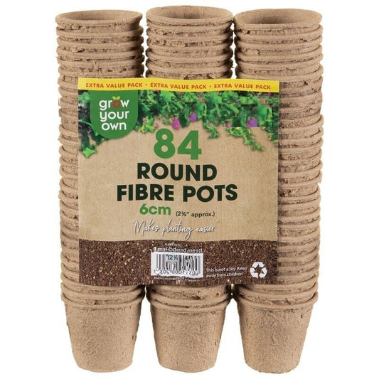 84Pcs Nursery Cup Plant Pot 6cm Round Pulp Peat Biodegradable Fibre Herb Pots