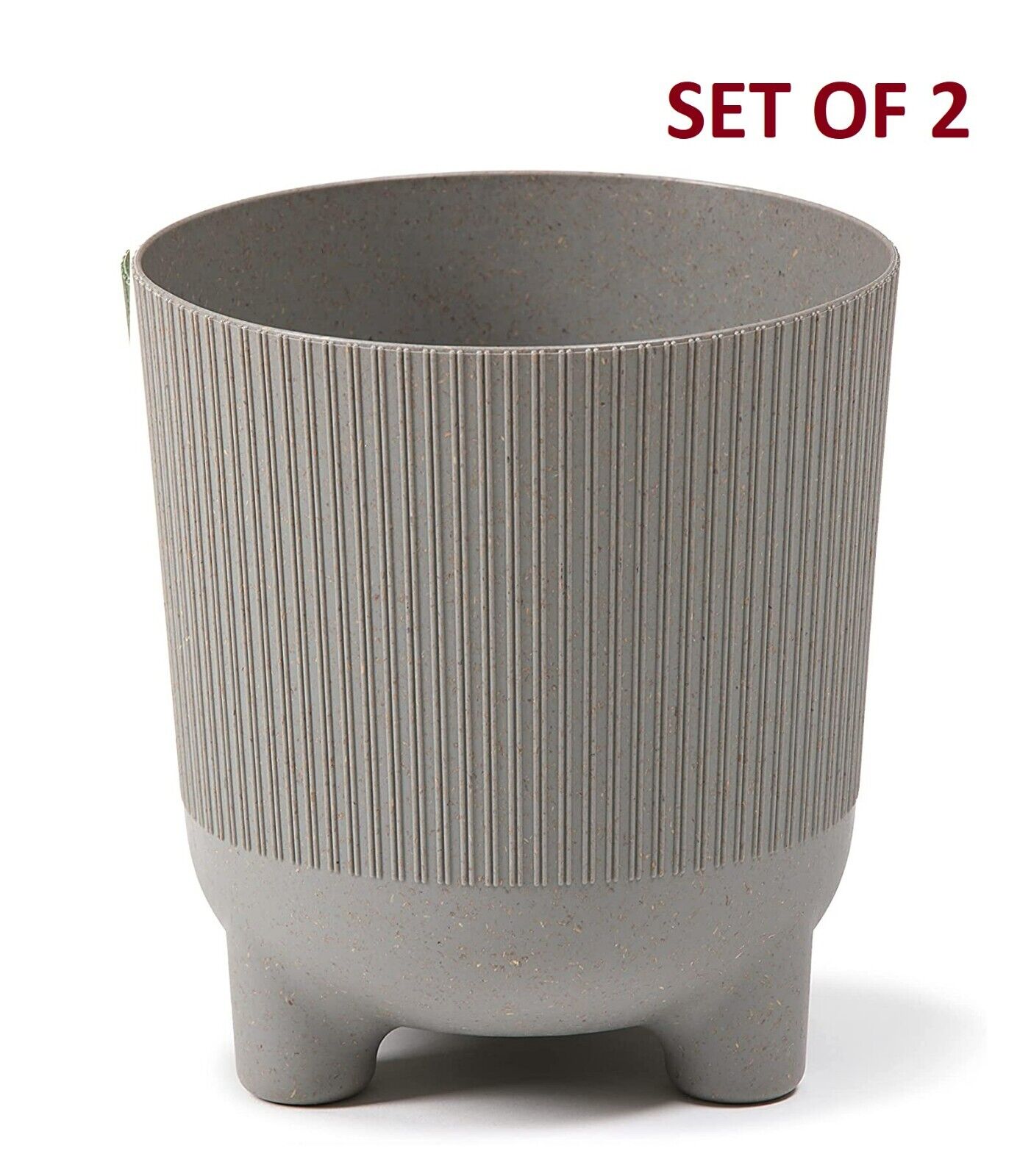18 cm Eco Recycled Wood Plastic Grey Round Indoor Planter Cover With Feet