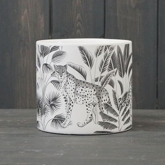 Ceramic Cheetah Animal Jungle Scene Succulent Cactus Indoor Planter Pot 14cm Pot