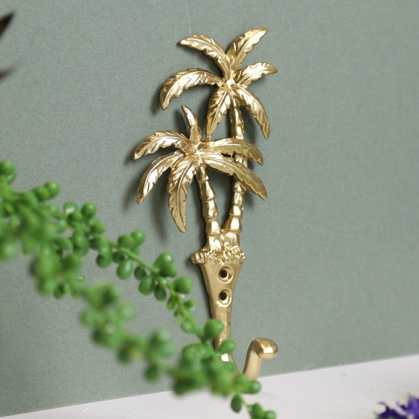 Palm Tree Gold Wall Hook Metal Clothes Scarf Leads Keys Hanger Home Decor Hooks