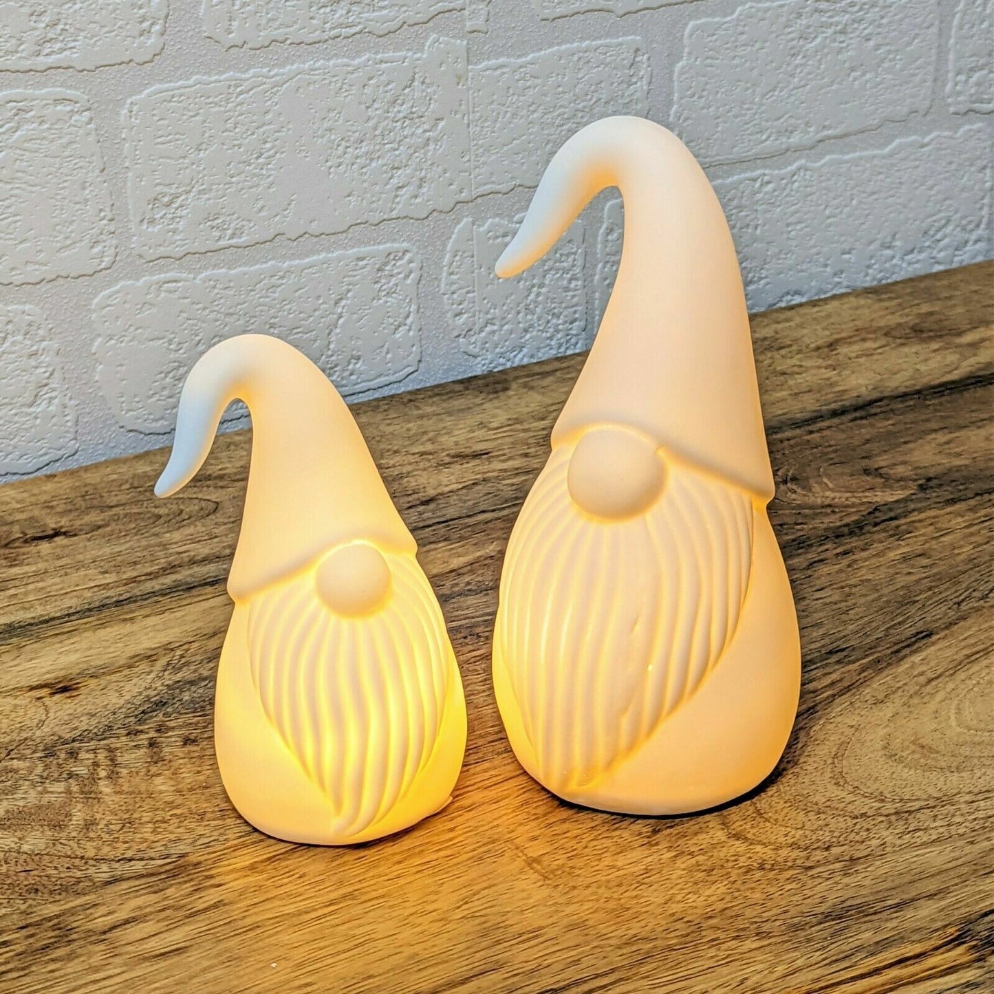 Set Of 3 Christmas Gnomes Gonks LED Warm White Light Up Xmas Decorative Ornament