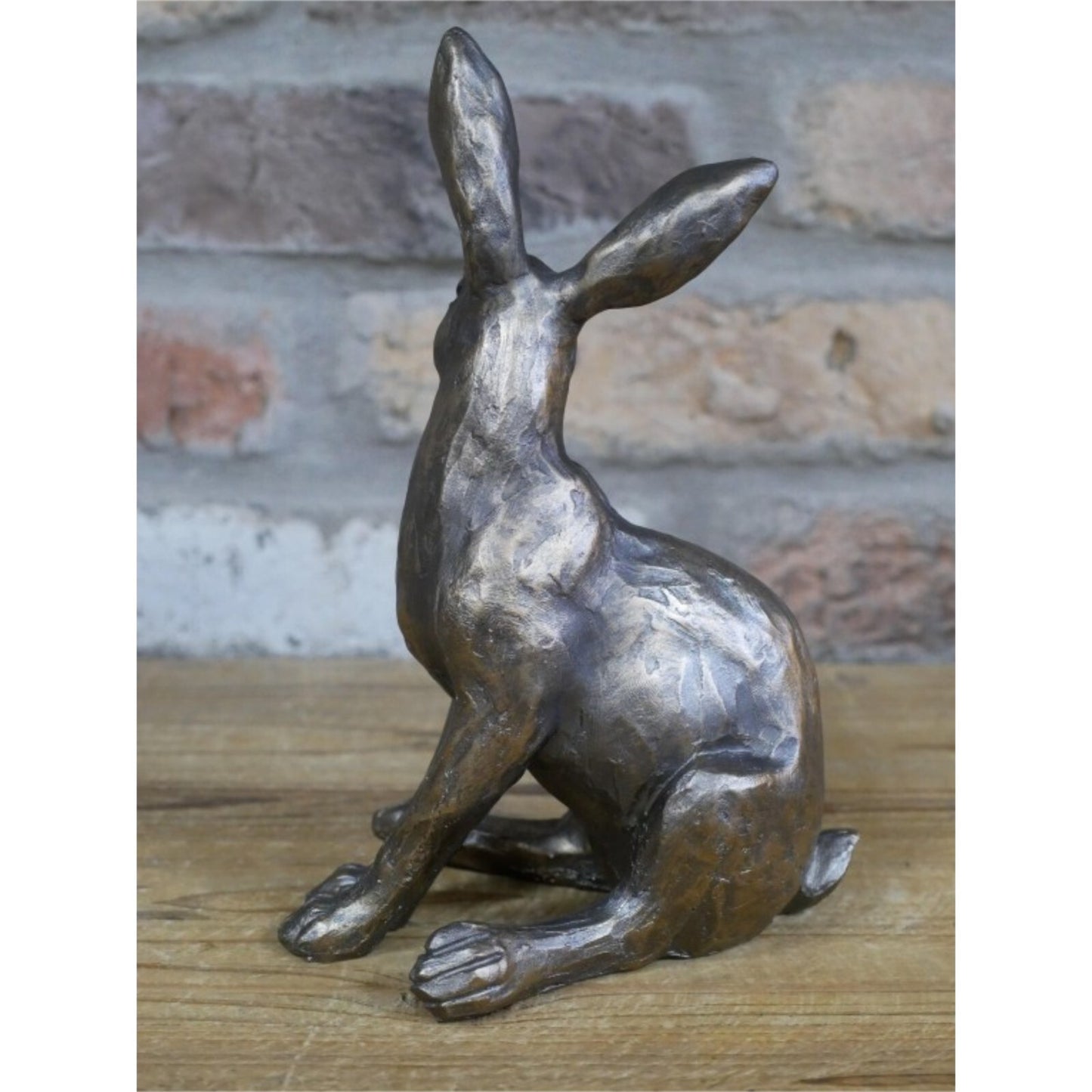 Resin Sitting Hare Figurine Statue Decorative Ornament Bronze Rabbit Sculpture