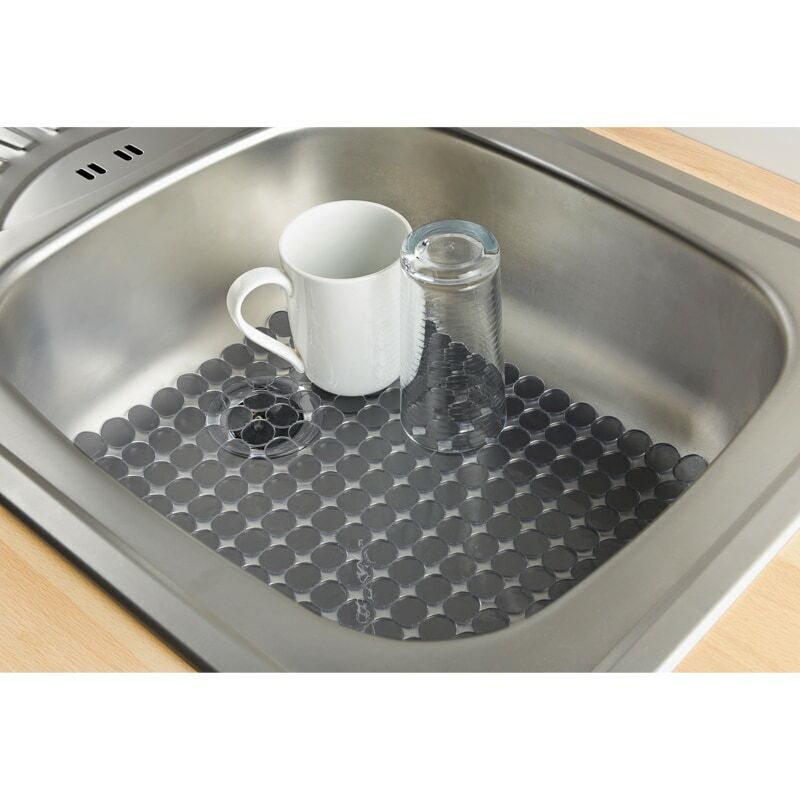 Grey Clear Anti Slip Kitchen Sink Scratch Protector Drainer Sink Mat 