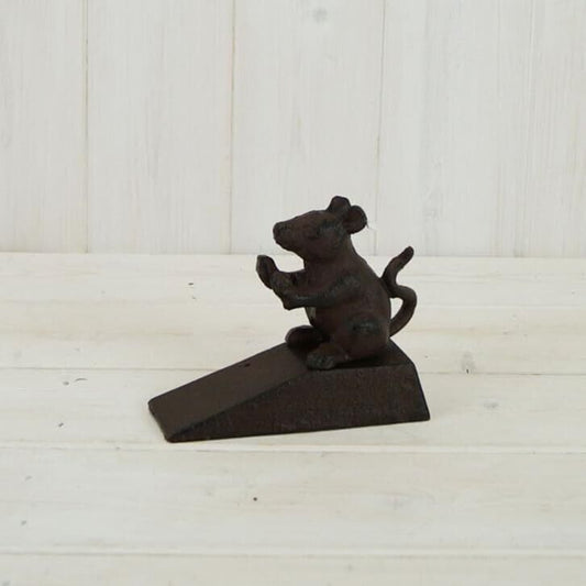 Cast Iron Brown Mouse Doorstopper Heavy Door Wedge Shabby Chic Animal Statue