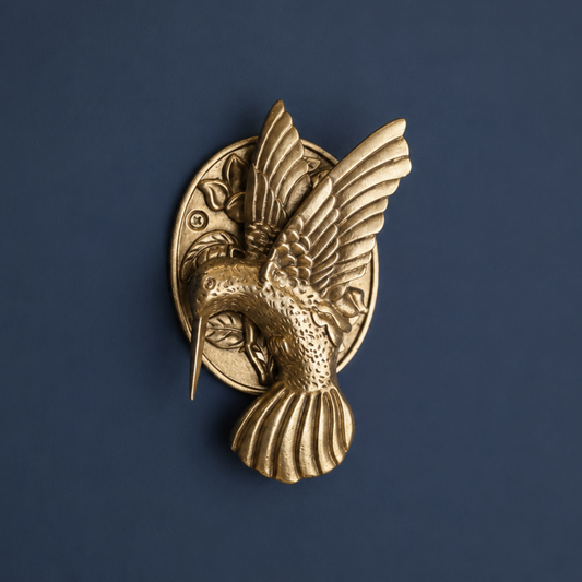Door Knocker Gold Finish Front Door Knocker Floral Vintage Hummingbird Bird Bell