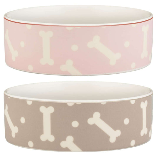 15cm Ceramic Mink Grey Pink Pet Dog Feeding Food Water Bowl Serving Dish