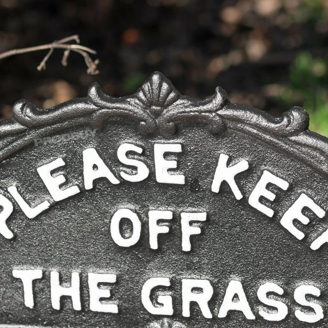 Keep Off The Grass Metal Cast Iron Sign Polite Notice Lawn Stake Ornamental