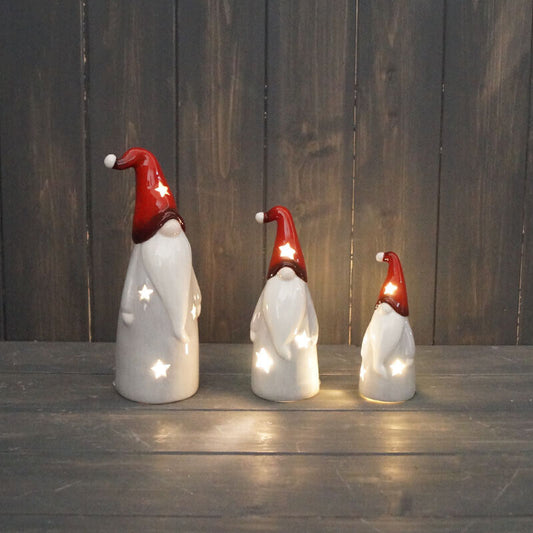 Grey Red Gonks Gnomes Warm LED Light Up Star Cut Out Christmas Xmas Ornament