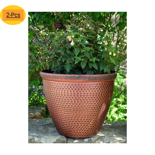 2Pc Plastic Cromarty Planter 30cm Antique Copper Pot 10L Garden Decor Plant Pot