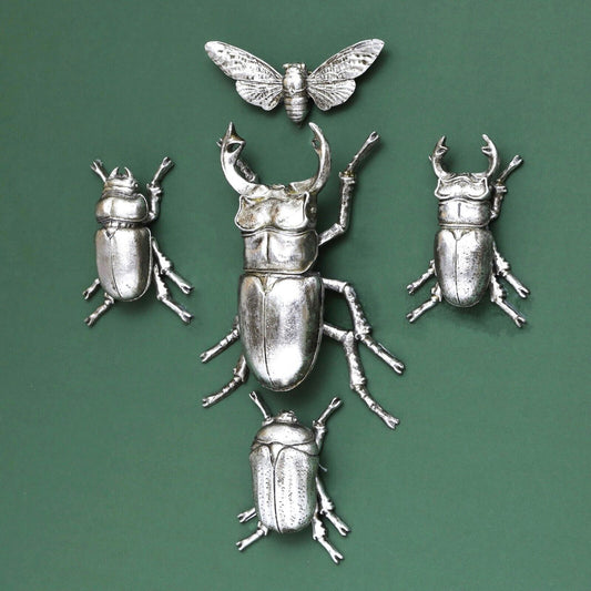 Steampunk Silver Stag Lady Beetle Wall Bee Art Hanging Insect Bug Ornament Décor
