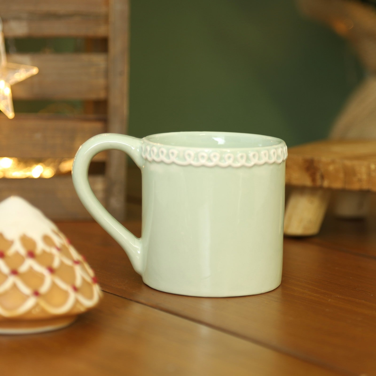 Gingerbread House Ceramic Mug with Lid Christmas Festive Cup Coffee Tea Drink